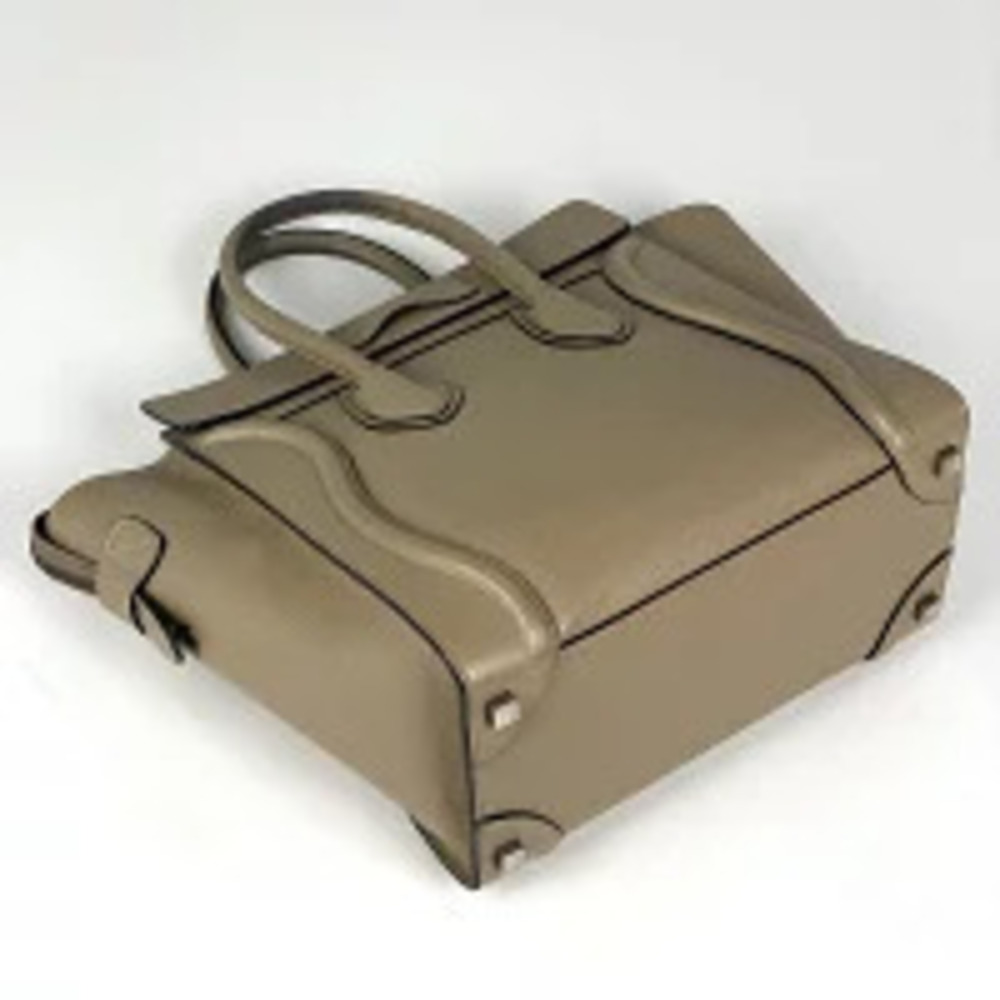 Celine Tote Shopper Handbag Luggage Bag Leather Beige Tan